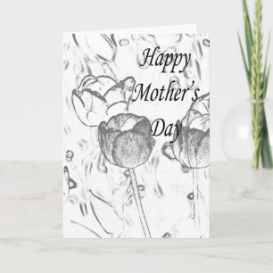Zwart-witte bloemen kaart