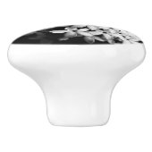 Zwart-witte bloemen keramische knop (Zijkant)
