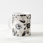 Zwart-witte bloemen  koffiemok (Voorkant links)