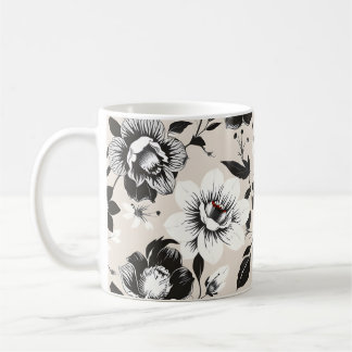 Zwart-witte bloemen  koffiemok