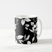 Zwart-witte bloemen koffiemok (Voorkant rechts)