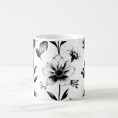 Zwart-witte bloemen  koffiemok (Center)