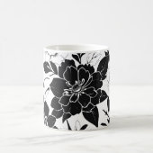 Zwart-witte bloemen koffiemok (Center)