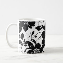 Zwart-witte bloemen koffiemok