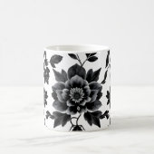 Zwart-witte bloemen koffiemok (Center)
