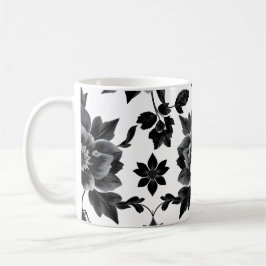 Zwart-witte bloemen koffiemok