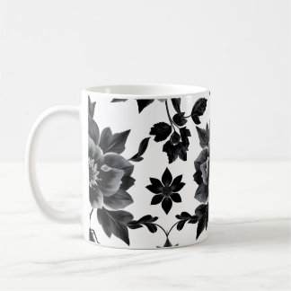 Zwart-witte bloemen  koffiemok