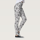 Zwart Witte Bloemen Leggings (Rechts)