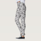 Zwart Witte Bloemen Leggings (Links)