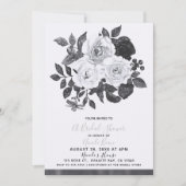 Zwart-witte  bloemen Modern Vrijgezellenfeest Kaart (Voorkant)