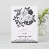 Zwart-witte  bloemen Modern Vrijgezellenfeest Kaart (Staand voorkant)