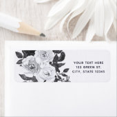 Zwart-witte  bloemen Moderne afbeelding Etiket (Insitu)