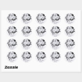 Zwart-witte  bloemen Moderne afbeelding Ronde Sticker (Vel)