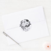 Zwart-witte  bloemen Moderne afbeelding Ronde Sticker (Envelop)