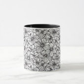 Zwart Witte Bloemen Mok (Midden)