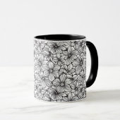 Zwart Witte Bloemen Mok (Voorkant rechts)