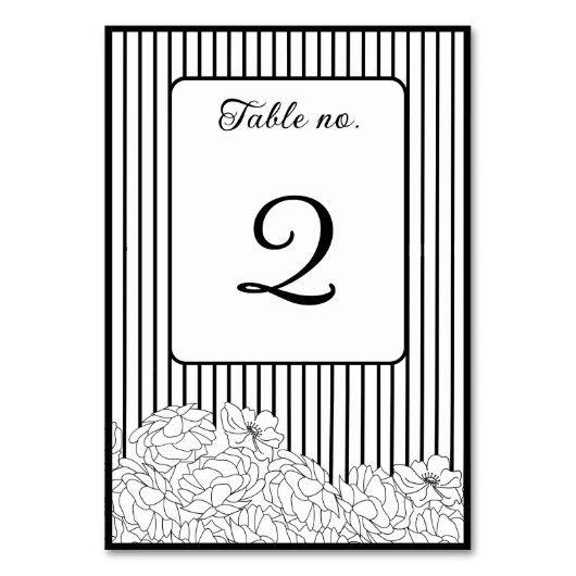 Zwart-witte bloemen op strepen kaart (Voorkant)