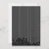 Zwart-witte bloemen op strepen Save the Date Kaart (Achterkant)