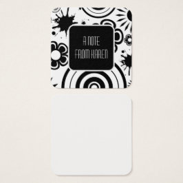 Zwart-witte bloemen, spatten en ringen Notities Vierkante Visitekaartjes