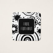 Zwart-witte bloemen, spatten en ringen Notities Vierkante Visitekaartjes (Voorkant)