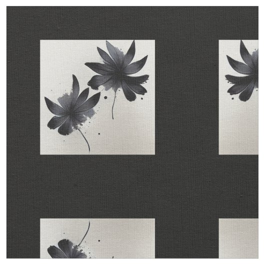 Zwart-witte bloemen stof (Close Up)