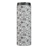 Zwart Witte Bloemen Thermosbeker (Achterkant)
