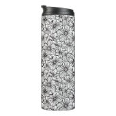 Zwart Witte Bloemen Thermosbeker (Geroteerd rechts)