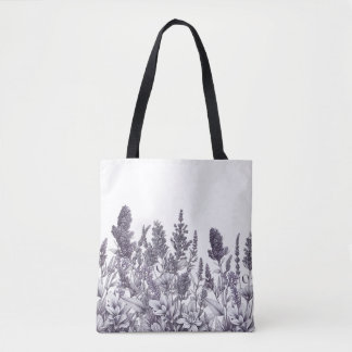 Zwart-witte Bloemen Tote Bag
