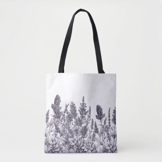 Zwart-witte Bloemen Tote Bag (Voorkant)