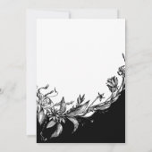 Zwart, witte bloemen, typografische verlovingsfees kaart (Achterkant)