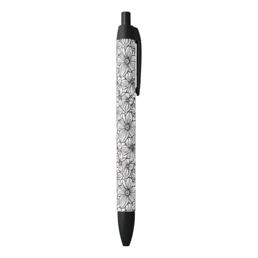 Zwart Witte Bloemen Zwarte Inkt Pen (Achterkant (Verticaal))