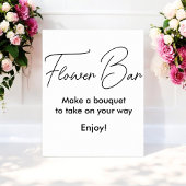 Zwart Witte Bloemenbar Bruidsfeest Poster