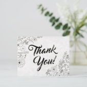  zwart-witte bloemenbedankkaart briefkaart (Staand voorkant)