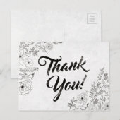  zwart-witte bloemenbedankkaart briefkaart (Voorkant / Achterkant)