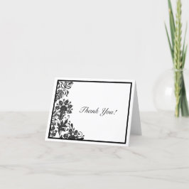 Zwart & Witte Bloemendamask op Maat Bedankkaart
