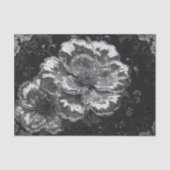 Zwart Witte Bloemendekoratie Decoupage Tissuepapier (Voorkant)