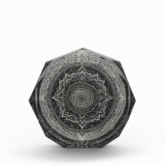 Zwart-witte bloemenmandala fotoblokken (Voorkant)