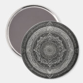 Zwart-witte bloemenmandala magneet (Voorkant / Achterkant)