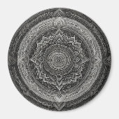 Zwart-witte bloemenmandala magneet (Voorkant)