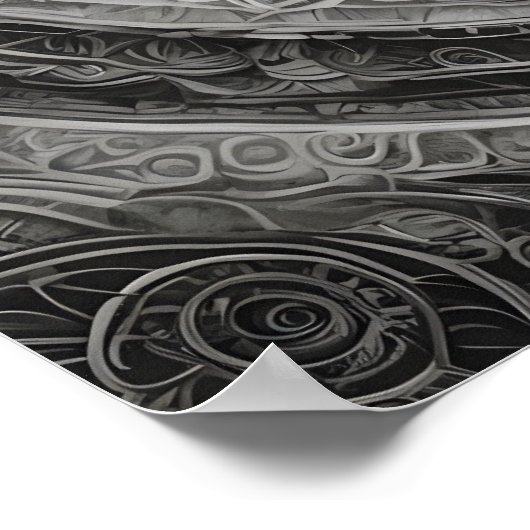 Zwart-witte bloemenmandala poster (Hoek)