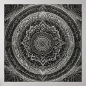Zwart-witte bloemenmandala poster (Voorkant)