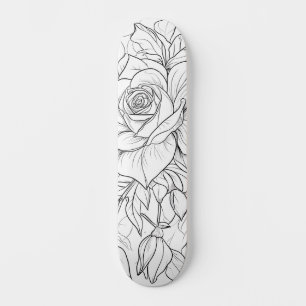 Zwart & Witte Bloemenschildering Uw Eigen Deck Persoonlijk Skateboard