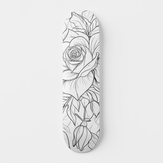 Zwart & Witte Bloemenschildering Uw Eigen Deck Persoonlijk Skateboard (Voorkant)