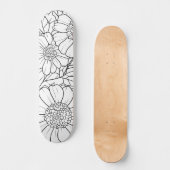 Zwart & Witte Bloemenschildering Uw Eigen Deck Persoonlijk Skateboard (Voorkant)