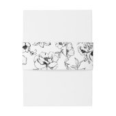 Zwart | Witte Bloementuin Monogram Bruiloft Uitnodigingen Wikkel (Achterkant Voorbeeld)