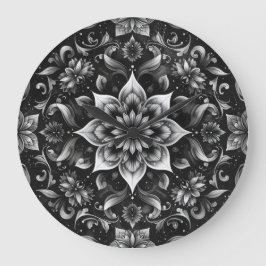  zwart-witte bloemenwandklok grote klok