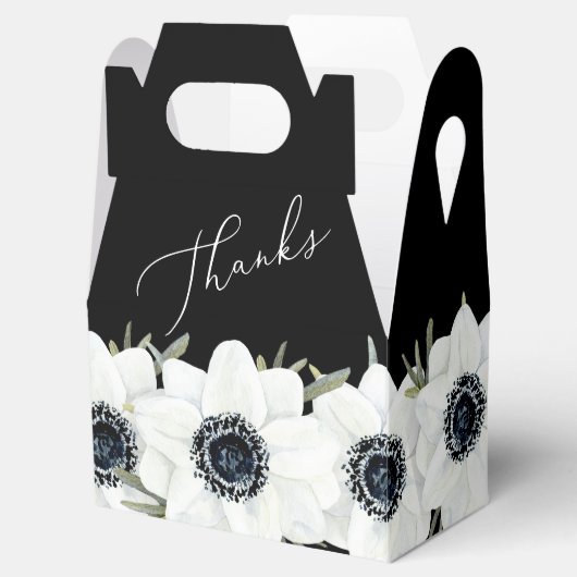 Zwart-witte bloemige bruidsshower bedankdoosjes (Geopend)