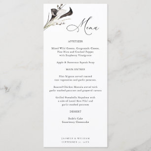 Zwart & Witte Bloemige Menu