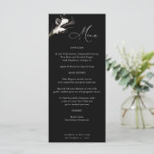 Zwart & Witte Bloemige Menu - Zwart (Staand voorkant)