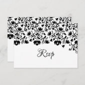 Zwart & Witte Bloemige Save the Date Kaart (Voorkant / Achterkant)